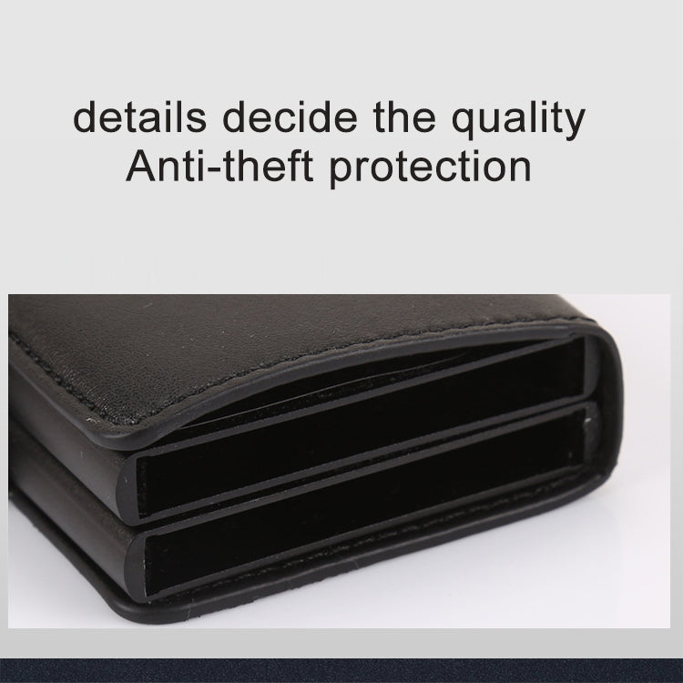 X-7 Antimagnetic RFID  Multi-functional Aluminum Crazy Horse Texture Leather Card Bag Wallet