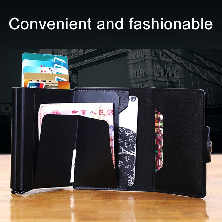 X-7 Antimagnetic RFID  Multi-functional Aluminum Crazy Horse Texture Leather Card Bag Wallet