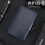 X-7 Antimagnetic RFID  Multi-functional Aluminum Crazy Horse Texture Leather Card Bag Wallet