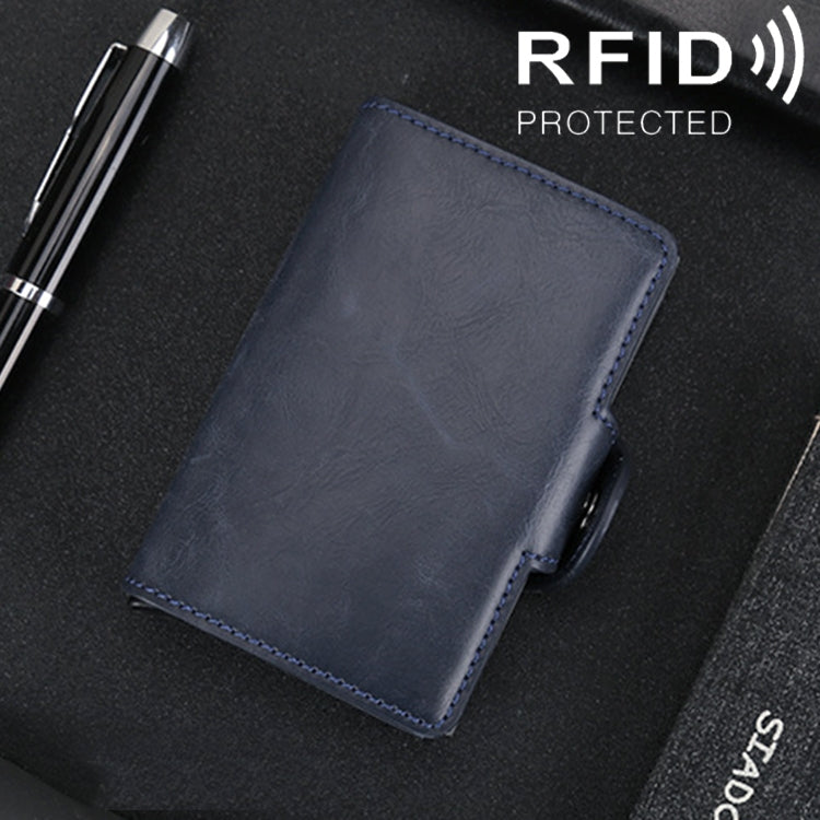 X-7 Antimagnetic RFID  Multi-functional Aluminum Crazy Horse Texture Leather Card Bag Wallet