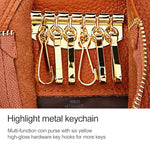 2001 Horizontal Square Litchi Texture Wallet Clutch Bag for Ladies, with Detachable Hand Strap & 6 Key Rings, Orange, Pink, Green, Yellow