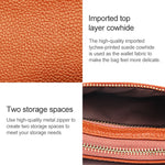 2001 Horizontal Square Litchi Texture Wallet Clutch Bag for Ladies, with Detachable Hand Strap & 6 Key Rings, Orange, Pink, Green, Yellow