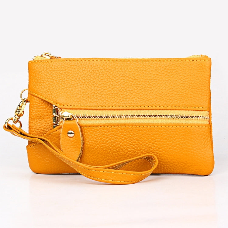 2001 Horizontal Square Litchi Texture Wallet Clutch Bag for Ladies, with Detachable Hand Strap & 6 Key Rings, Orange, Pink, Green, Yellow