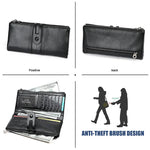 3520 Long Cowhide Leather Folding Anti-magnetic RFID Wallet for Ladies, with Card Slots, 3520 Black, 3520 Coffee, 3520 Blue, 3520 Red, 3520 Yellowish-brown