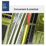 3520 Long Cowhide Leather Folding Anti-magnetic RFID Wallet for Ladies, with Card Slots, 3520 Black, 3520 Coffee, 3520 Blue, 3520 Red, 3520 Yellowish-brown