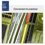 3520 Long Cowhide Leather Folding Anti-magnetic RFID Wallet for Ladies, with Card Slots, 3520 Blue, 3520 Red, 3520 Yellowish-brown, 3520 Black, 3520 Coffee