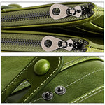 3520 Long Cowhide Leather Folding Anti-magnetic RFID Wallet for Ladies, with Card Slots, 3520 Blue, 3520 Red, 3520 Yellowish-brown, 3520 Black, 3520 Coffee