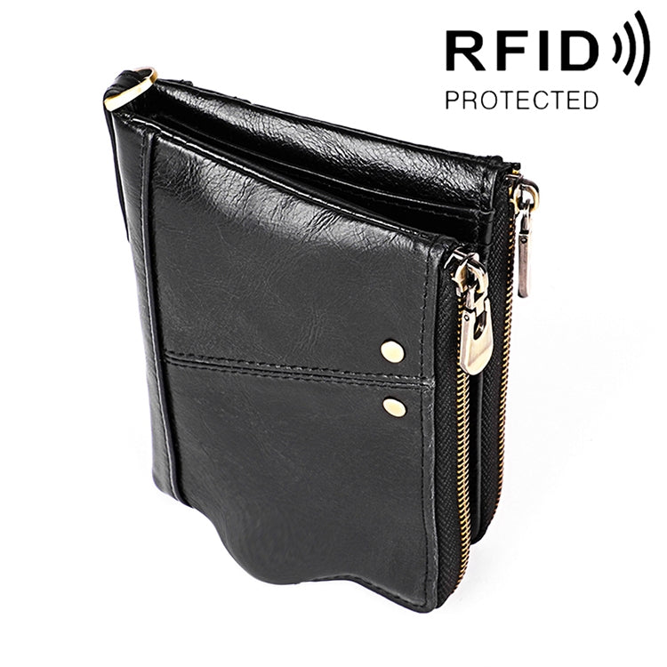 محفظة يد للرجال من جلد البقر بنمط حصان مجنون طويل مضادة للمغناطيس وحاجبة لـ RFID، مع فتحات للبطاقات، موديل 3533 باللون البني المصفر، الأسود، القهوة، الأزرق، الأحمر