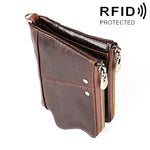 محفظة يد للرجال من جلد البقر بنمط حصان مجنون طويل مضادة للمغناطيس وحاجبة لـ RFID، مع فتحات للبطاقات، موديل 3533 باللون البني المصفر، الأسود، القهوة، الأزرق، الأحمر
