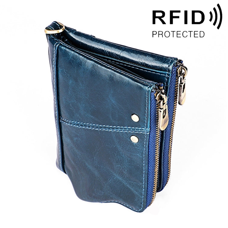محفظة يد للرجال من جلد البقر بنمط حصان مجنون طويل مضادة للمغناطيس وحاجبة لـ RFID، مع فتحات للبطاقات، موديل 3533 باللون البني المصفر، الأسود، القهوة، الأزرق، الأحمر