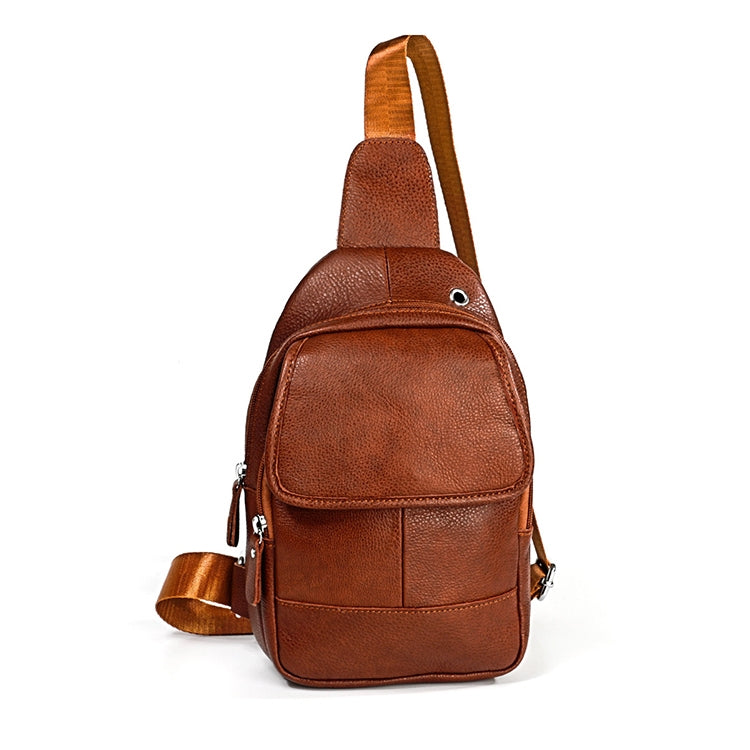 6023 Casual Litchi Texture Soft Face Full-grain Cowhide One Shoulder Crossbody Bag for Men, Black, Coffee, Red, Brown