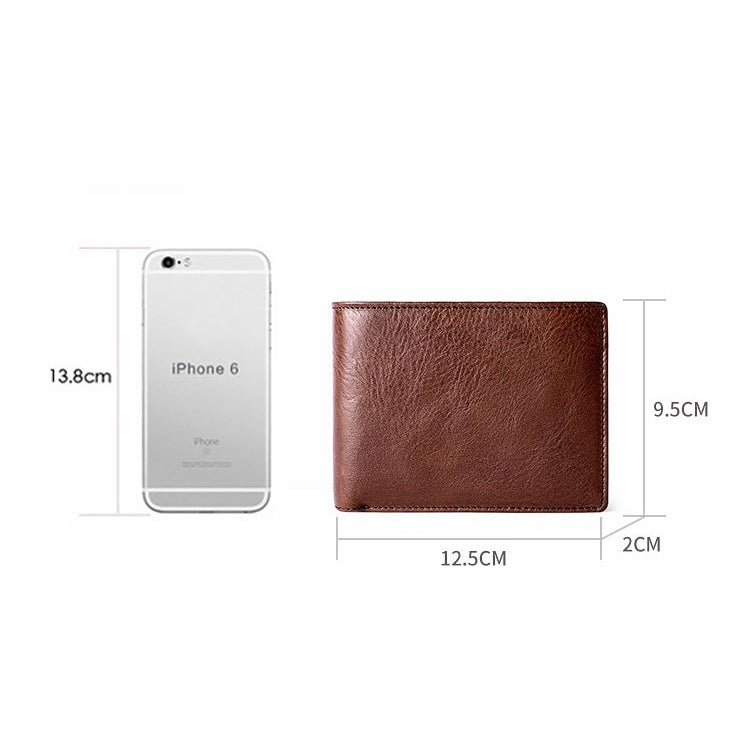 8016 Retro Cowhide Leather Multiple Card Slots Wallet for Men, with Removable Card Holder, 8016