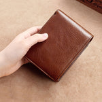 8016 Retro Cowhide Leather Multiple Card Slots Wallet for Men, with Removable Card Holder, 8016