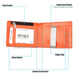 9606 Cowhide Leather Anti-magnetic RFID Multiple Card Slots Wallet for Men, with Zipper Bag, 9606 Black, 9606 Coffee