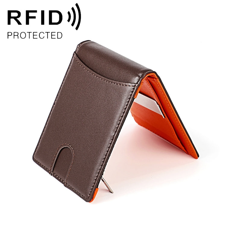 9606 Cowhide Leather Anti-magnetic RFID Multiple Card Slots Wallet for Men, with Zipper Bag, 9606 Black, 9606 Coffee