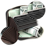 KB152 Butterfly Pattern Zipper Cowhide Leather Organ Shape Multiple Card Slots Anti-magnetic RFID Wallet for Ladies, KB152 Colour, KB152 Blue, KB152 Purple, KB152 Silver