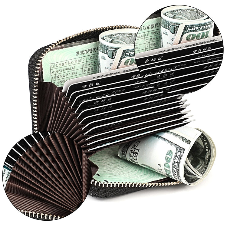 KB152 Butterfly Pattern Zipper Cowhide Leather Organ Shape Multiple Card Slots Anti-magnetic RFID Wallet for Ladies, KB152 Colour, KB152 Blue, KB152 Purple, KB152 Silver