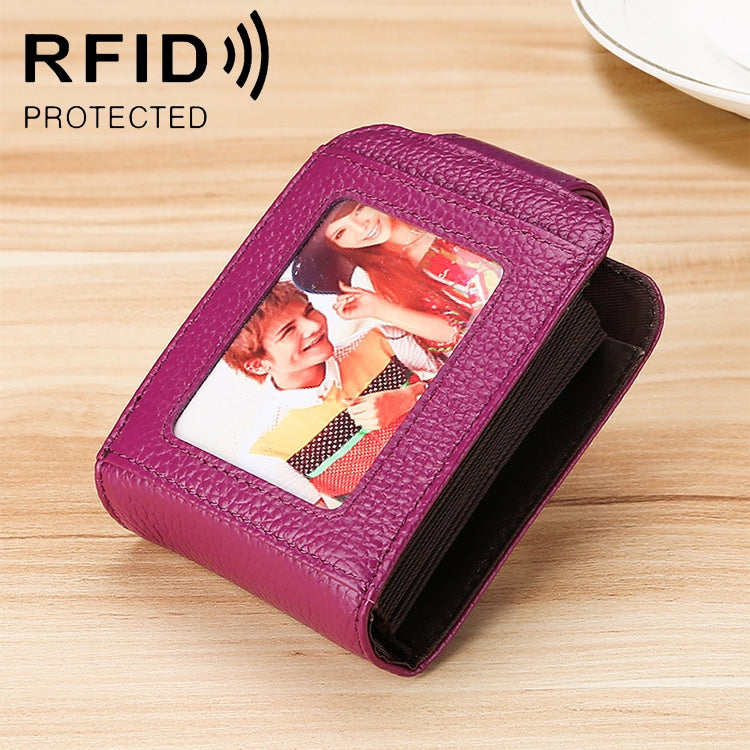 محفظة نسائية من جلد البقر على شكل منظم بطبقات متعددة مضادة للمغناطيس RFID مع نافذة شفافة موديل KB189، أرجواني KB189، أحمر وردي KB189، أزرق ياقوتي KB189، أسود KB189