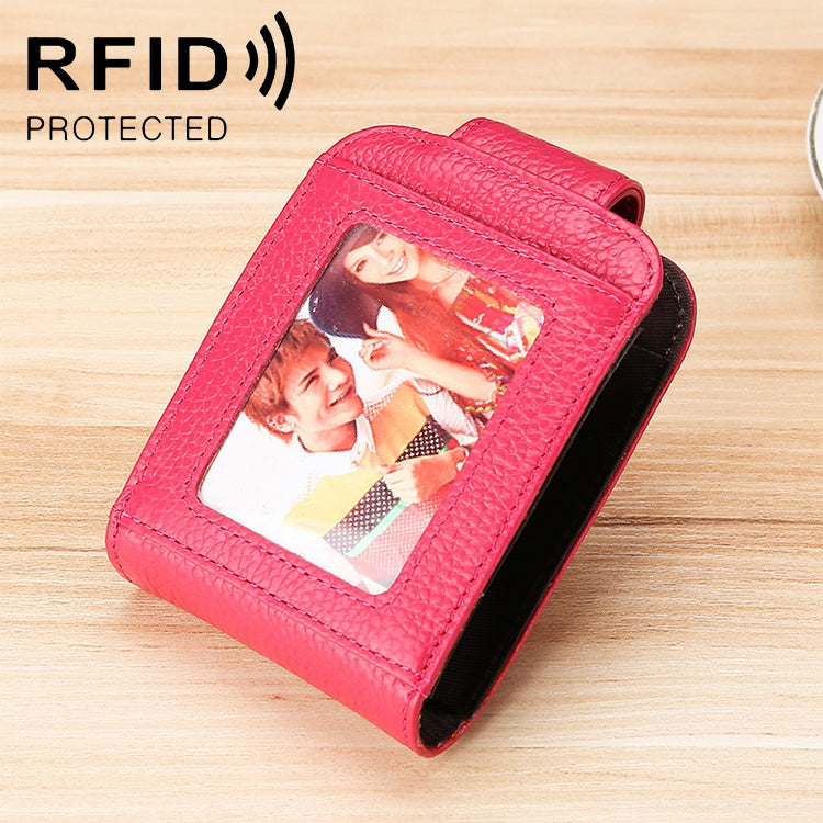 محفظة نسائية من جلد البقر على شكل منظم بطبقات متعددة مضادة للمغناطيس RFID مع نافذة شفافة موديل KB189، أرجواني KB189، أحمر وردي KB189، أزرق ياقوتي KB189، أسود KB189