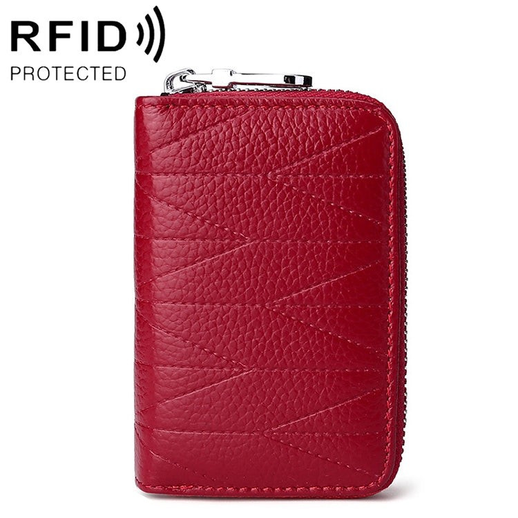 KB191 Zipper Cowhide Leather Organ Shape Multiple Card Slots Anti-magnetic RFID Wallet Clutch Bag for Ladies, KB191 Pink, KB191 Light Purple, KB191 Wine Red, KB191 Brown, KB191 Aqua Blue, KB191 Black, KB191 Dark Blue