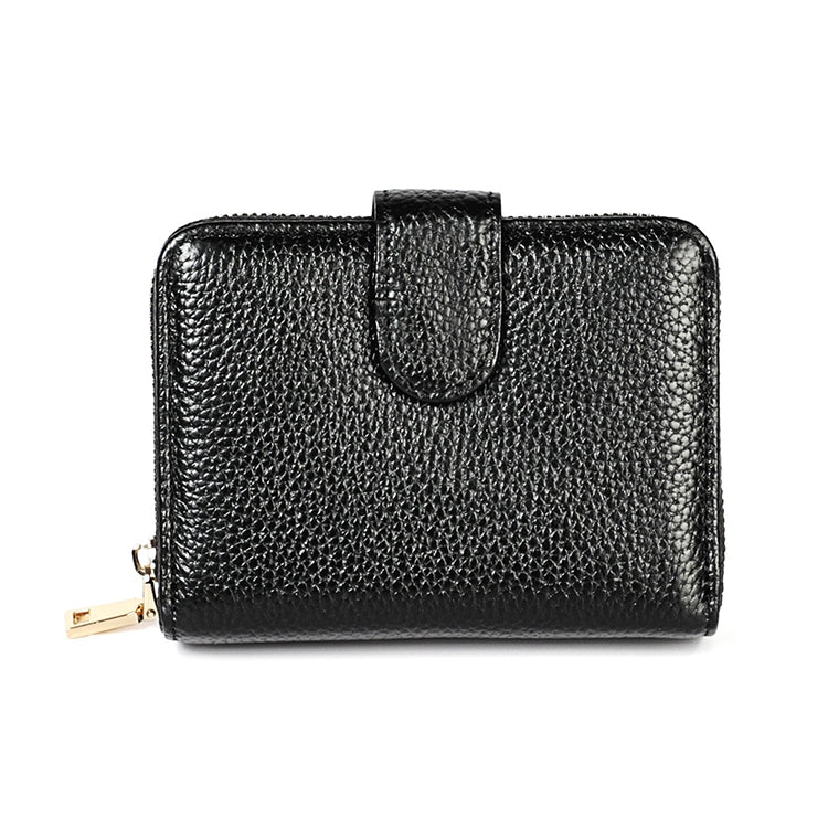 KB192 Buckle Zipper Cowhide Leather Organ Shape Multiple Card Slots Anti-magnetic RFID Wallet Clutch Bag for Men, KB192 Black, KB192 Coffee