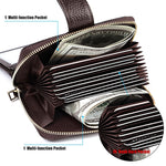 KB192 Buckle Zipper Cowhide Leather Organ Shape Multiple Card Slots Anti-magnetic RFID Wallet Clutch Bag for Men, KB192 Black, KB192 Coffee