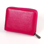 KB195 Zipper Cowhide Leather Double Row Organ Shape Multiple Card Slots Anti-magnetic RFID Wallet Clutch Bag for Ladies, KB195 Rose Red, KB195 Black, KB195 Coffee, KB195 Pink, KB195 Purple