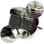 KB195 Zipper Cowhide Leather Double Row Organ Shape Multiple Card Slots Anti-magnetic RFID Wallet Clutch Bag for Ladies, KB195 Rose Red, KB195 Black, KB195 Coffee, KB195 Pink, KB195 Purple