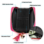 KB213 Diamond Texture Zipper Cowhide Leather Double Row Organ Shape Multiple Card Slots Anti-magnetic RFID Wallet Clutch Bag for Ladies, KB213 Rose Red, KB213 Black, KB213 Pink, KB213 Blue, KB213 Light Pink