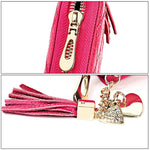 KB213 Diamond Texture Zipper Cowhide Leather Double Row Organ Shape Multiple Card Slots Anti-magnetic RFID Wallet Clutch Bag for Ladies, KB213 Rose Red, KB213 Black, KB213 Pink, KB213 Blue, KB213 Light Pink