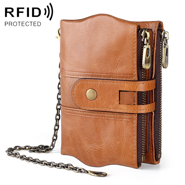 LT3539 Cowhide Leather Zipper Buckle Anti-magnetic RFID Wallet Clutch Bag for Men, with Card Slots & Shoulder Strap, LT3539 Yellowish-brown, LT3539 Shoulder Strap Black, LT3539 Shoulder Strap Coffee, LT3539 Shoulder Strap Blue, LT3539 Strap Red