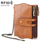 LT3539 Cowhide Leather Zipper Buckle Anti-magnetic RFID Wallet Clutch Bag for Men, with Card Slots & Shoulder Strap, LT3539 Yellowish-brown, LT3539 Shoulder Strap Black, LT3539 Shoulder Strap Coffee, LT3539 Shoulder Strap Blue, LT3539 Strap Red