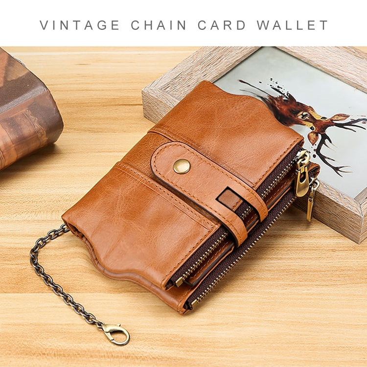 LT3539 Cowhide Leather Zipper Buckle Anti-magnetic RFID Wallet Clutch Bag for Men, with Card Slots & Shoulder Strap, LT3539 Yellowish-brown, LT3539 Shoulder Strap Black, LT3539 Shoulder Strap Coffee, LT3539 Shoulder Strap Blue, LT3539 Strap Red
