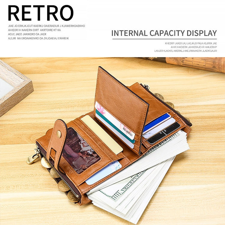 LT3539 Cowhide Leather Zipper Buckle Anti-magnetic RFID Wallet Clutch Bag for Men, with Card Slots & Shoulder Strap, LT3539 Yellowish-brown, LT3539 Shoulder Strap Black, LT3539 Shoulder Strap Coffee, LT3539 Shoulder Strap Blue, LT3539 Strap Red