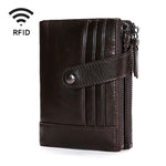 TP-196 Multi-functional Retro Cowhide Leather Multiple Card Slots Dual zipper RFID Wallet