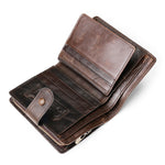 TP-201 Crazy Horse Leather Multi-functional Lather RFID Clasp Retro Wallet, TP-201