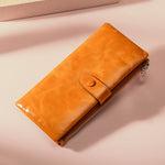 TP-189 Oilskin Leather Multi-functional Zipper RFID Leather Wallet