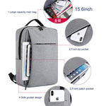 POFOKO Large-capacity Waterproof Oxford Cloth Business Casual Backpack with External USB Charging Design for 15.6 inch Laptops