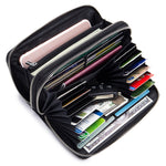 Sheepskin Weave Double Zipper Large Capacity Multiple-Card RFID Anti-Theft Wallet Bag