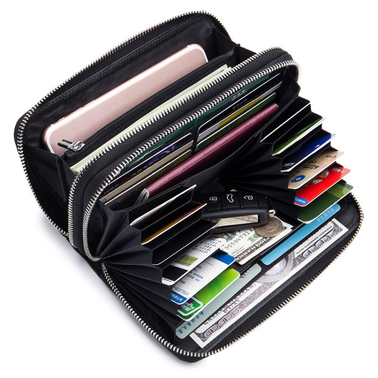 Sheepskin Weave Double Zipper Large Capacity Multiple-Card RFID Anti-Theft Wallet Bag