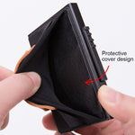 X-32C Automatically Pop-up Card Type Anti-magnetic RFID Anti-theft Men Aluminum Alloy A Dial Button Elastic Bag Wallet with PU Leather Strap, X-32C A Dial Button Black, X-32C A Dial Button  Silver