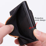 X-32C Automatically Pop-up Card Type Anti-magnetic RFID Anti-theft Men Aluminum Alloy B Dial Button Elastic Bag Wallet with PU Leather Strap, X-32C B Dial Button Black, X-32C B Dial Button Grey, X-32C B Dial Button Blue