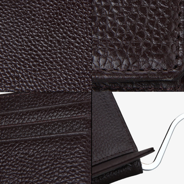 Cowhide Leather Litchi Texture Card Holder Wallet RFID Blocking Coin Purse Card Bag Protect Case with 6 Card Slots, Size: 110*82*8mm