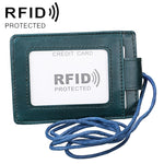 KB153 حامل بطاقات جلد مضاد للمغناطيس RFID مع شارة هوية وحبل معلق