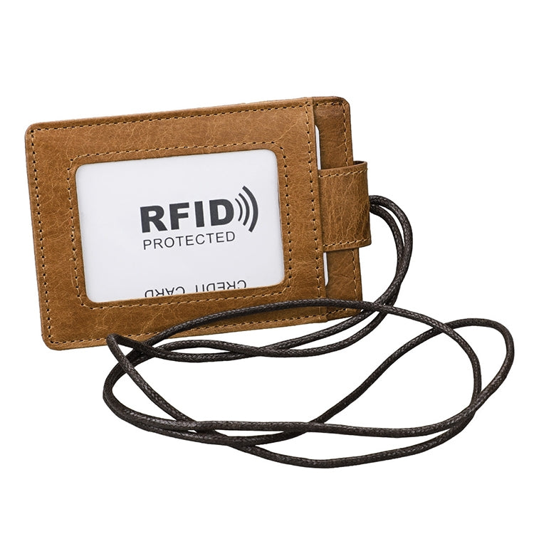 KB153 حامل بطاقات جلد مضاد للمغناطيس RFID مع شارة هوية وحبل معلق