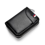 KB155 Antimagnetic RFID Zipper Leather Large-capacity Cards Holder Wallet