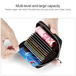 KB155 Antimagnetic RFID Zipper Leather Large-capacity Cards Holder Wallet