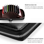 KB155 Antimagnetic RFID Zipper Leather Large-capacity Cards Holder Wallet