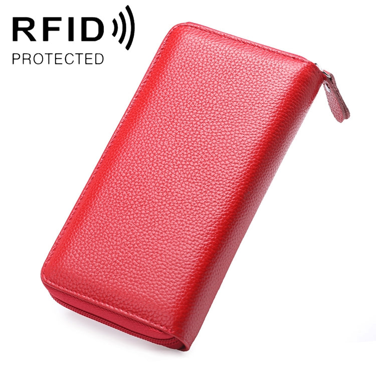 902 Antimagnetic RFID Litchi Texture Women Large Capacity Hand Wallet Purse Phone Bag with Card Slots