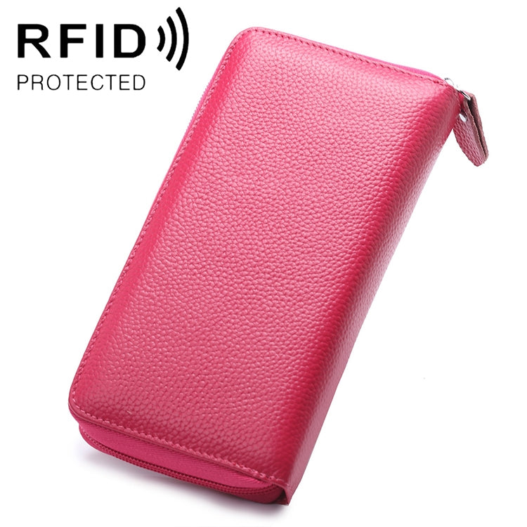 902 Antimagnetic RFID Litchi Texture Women Large Capacity Hand Wallet Purse Phone Bag with Card Slots